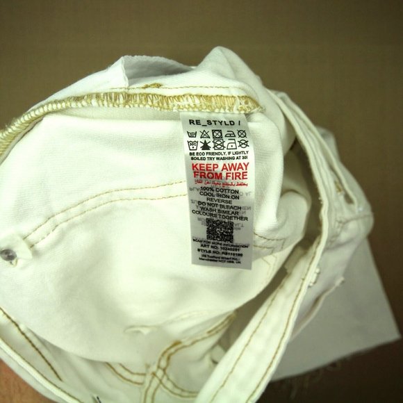 Re-Styld High Waist Straight Leg Jeans Women's Size 2 Raw Hem White Denim - Picture 9 of 9